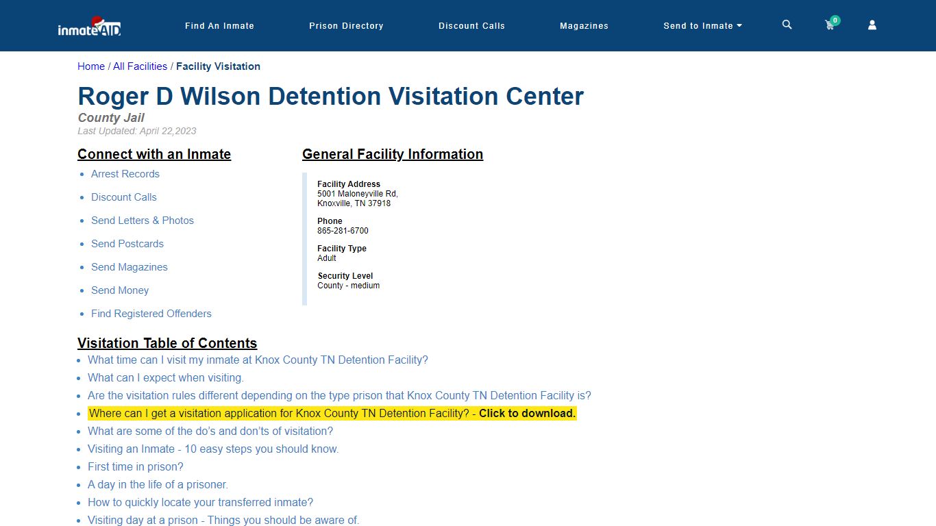 Knox County TN Detention Facility | Visitation, dress code & visiting hours